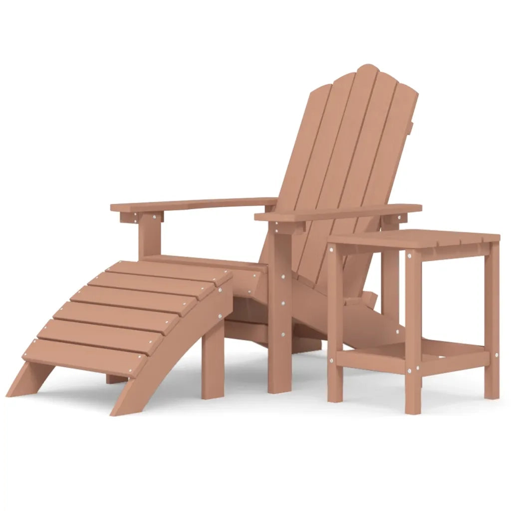 Sedia Giardino | Sedie da Esterno con Poggiapiedi e Tavolo Adirondack HDPE Marrone