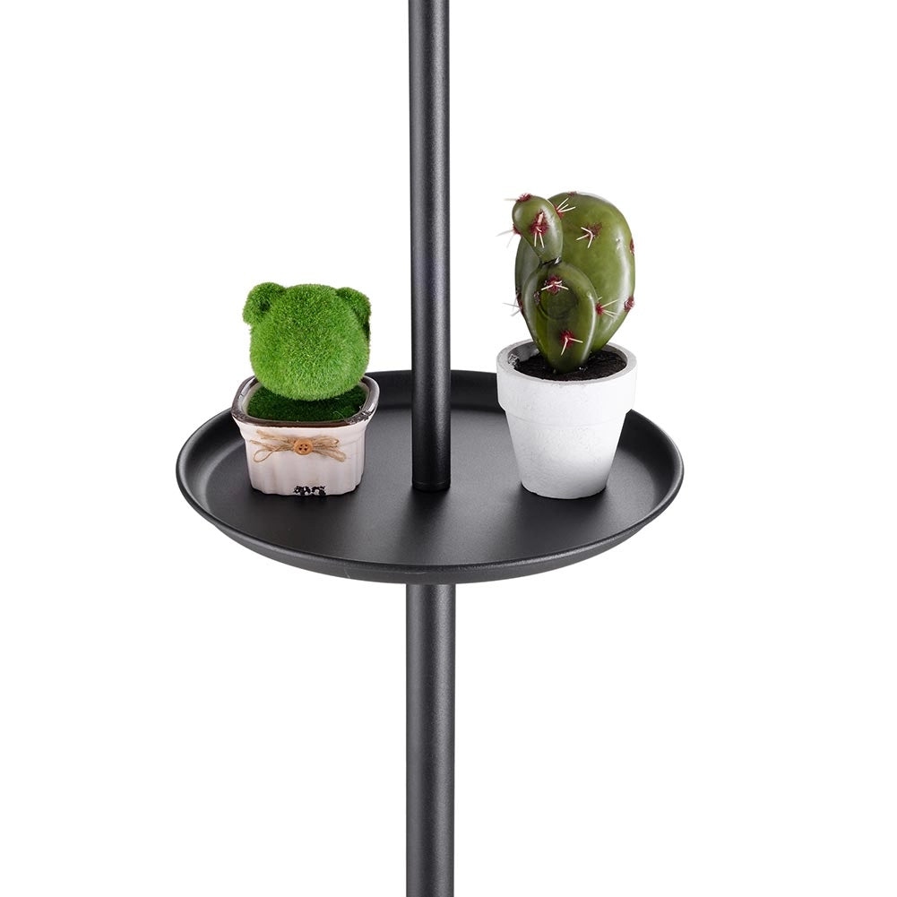 Lampada Piantana Terra Design Moderno Paralume E27 Tessuto con Tavolino Nero