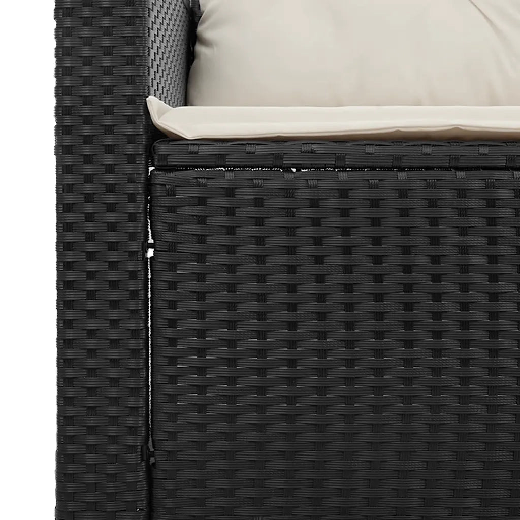 Divano da Giardino a 3 Posti con Cuscini-Sofa da Giardino-Divano da esterno Nero in Polyrattan 427618