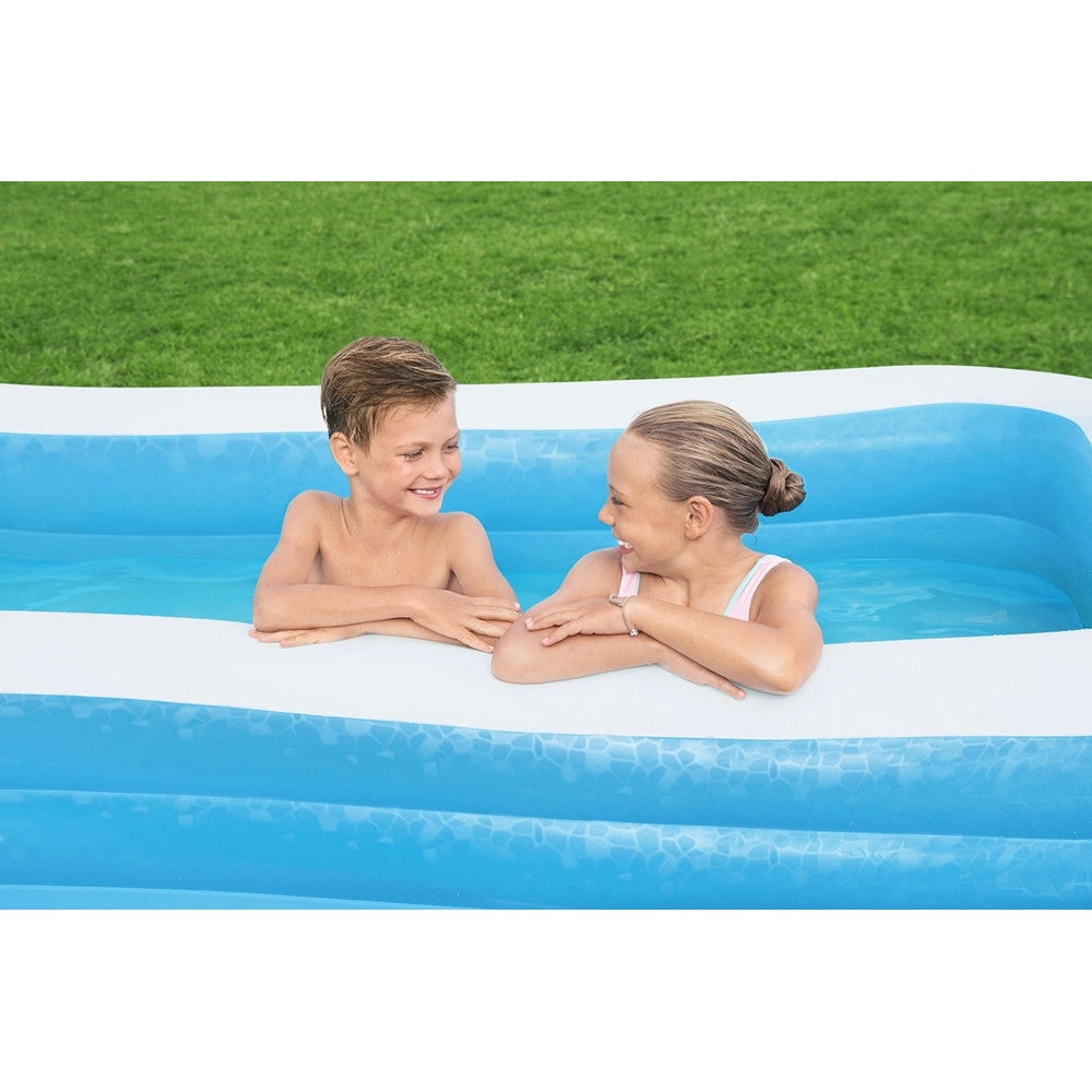 Trade Shop - Piscina Gonfiabile Rettangolare 305 X 183 X 56 Cm Giardino A 3 Anelli Family 54009 -