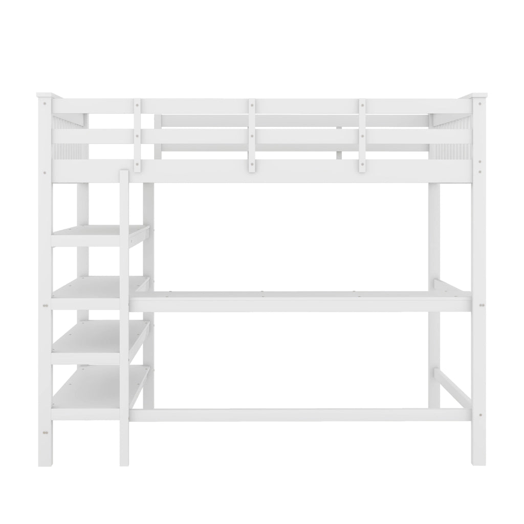 LETTO A CASTELLO 140 x 200 cm bianco con scrivania e ripiani