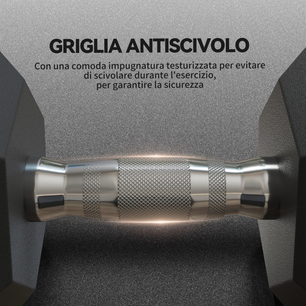 Manubrio 15 kg Esagonale con Impugnatura Antiscivolo ¨C zephmum ¨C Acciaio, Gomma, Nero, ?15.5x33.6 cm