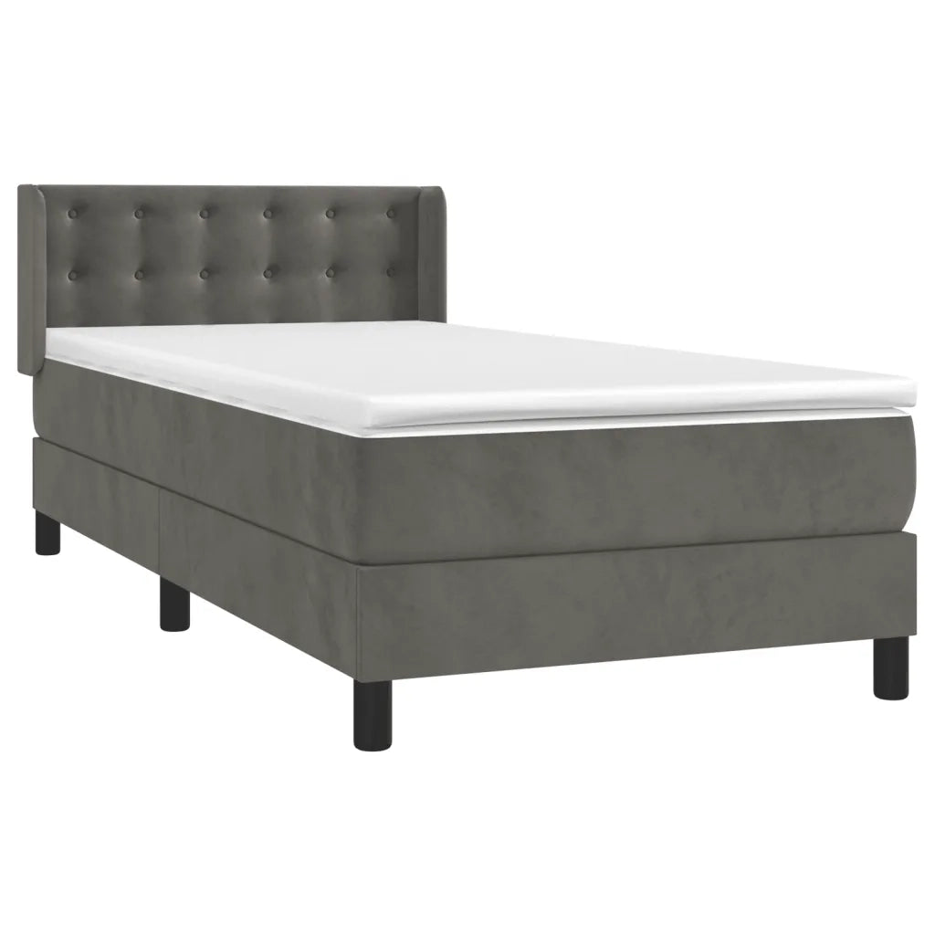 Giroletto a Molle con Materasso-Struttura Letto Grigio Scuro 90x200 cm Velluto 624204