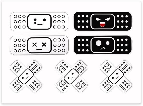 Autoverbandsticker Decorativi da Auto - Set di 7 Sticker - Disegni Cartoonistici per Auto - Sticker Idrorepellenti - Materiale in Vinile - Sticker Decorativi per Auto - Dimensioni 9,4x3,2cm - Sticker per Auto