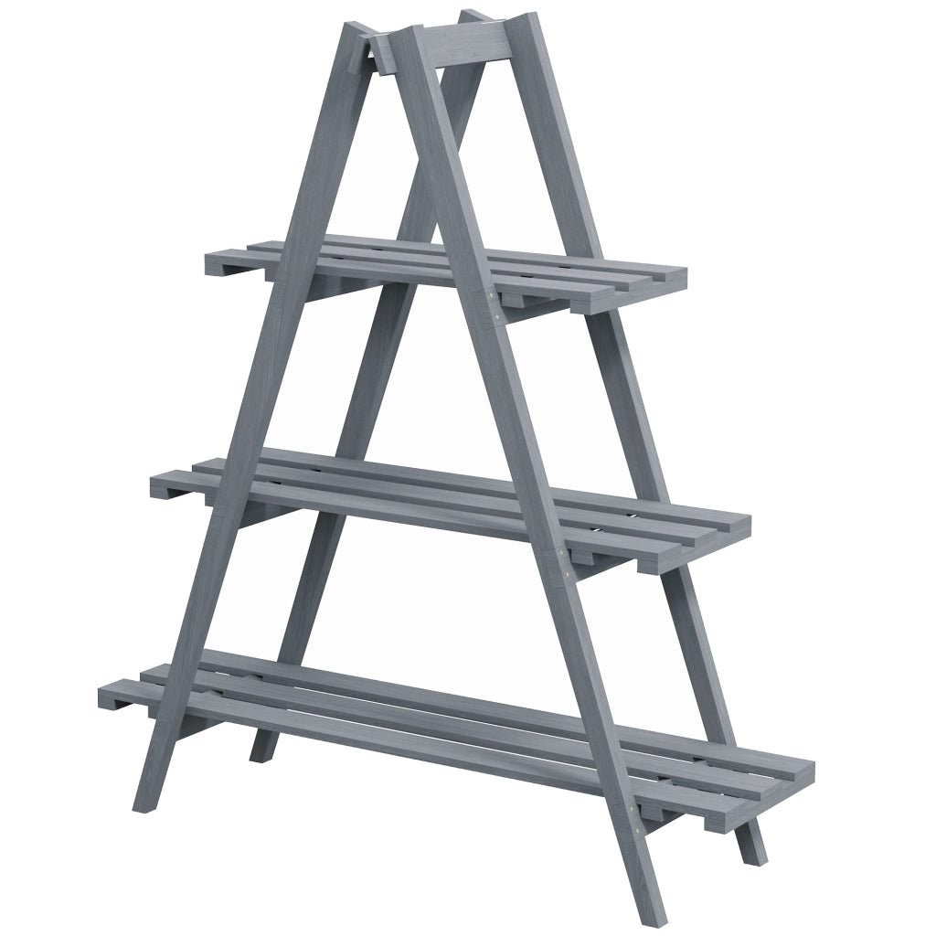 Libreria per Piante Pieghevole 3 Livelli ¨C zephmum ¨C Grigio 100x36x112 cm