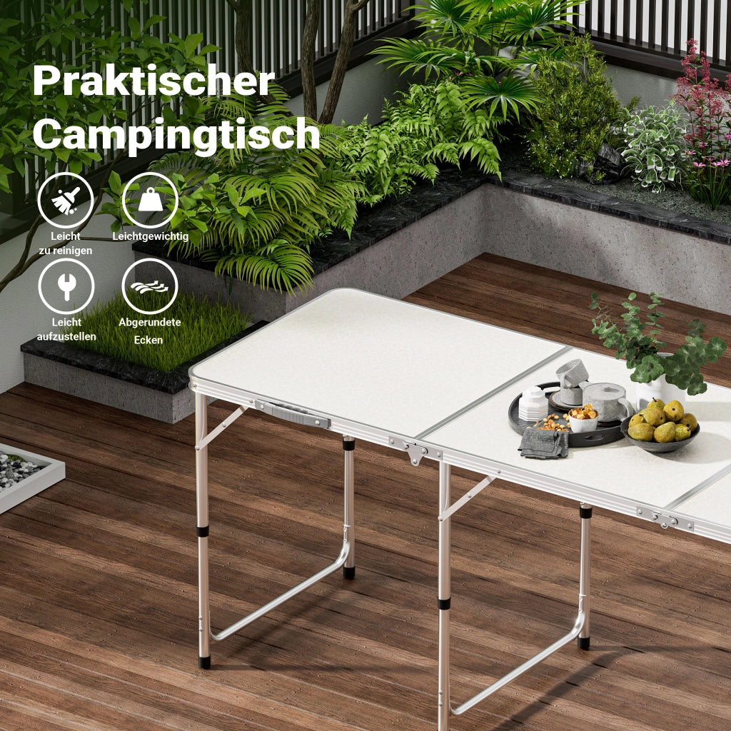 Toboli Tavolo da campeggio pieghevole 180x60x70cm altezza 55/62/70cm portatile e multiuso