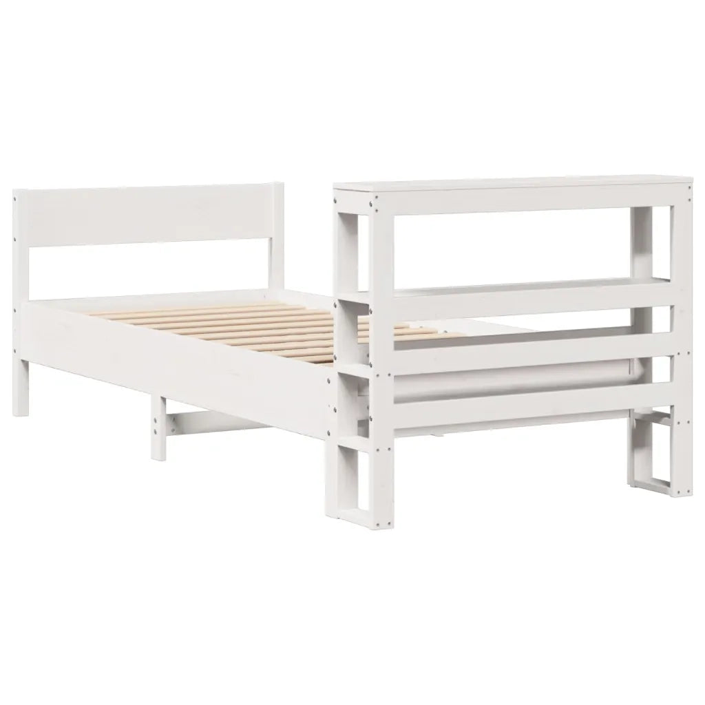 vidaXL Letto senza Materasso Bianco 75x190 in Legno Massello di Pino