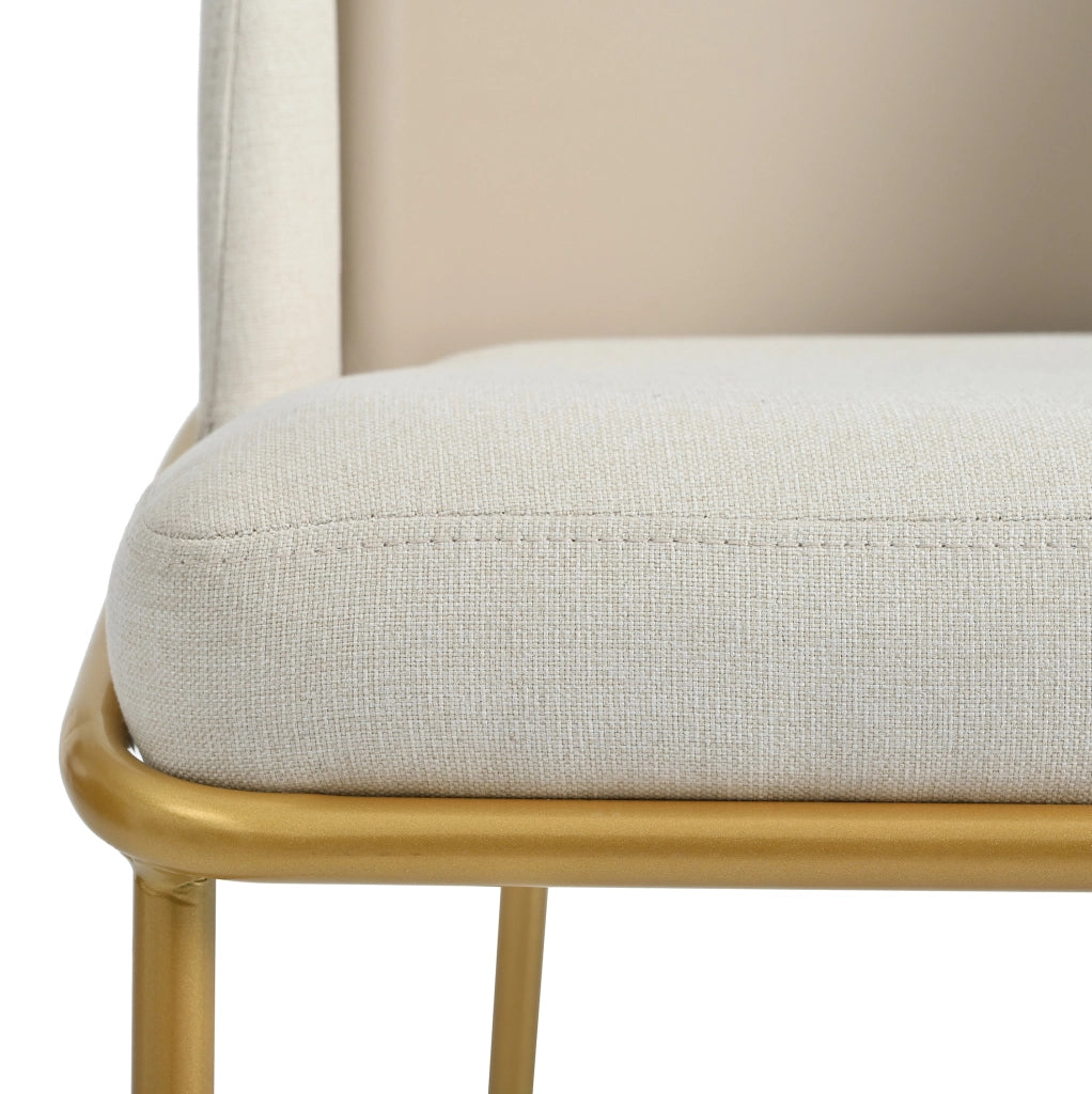 Sedia da pranzo con piedini regolabili; schienale ergonomico in metallo e legno beige