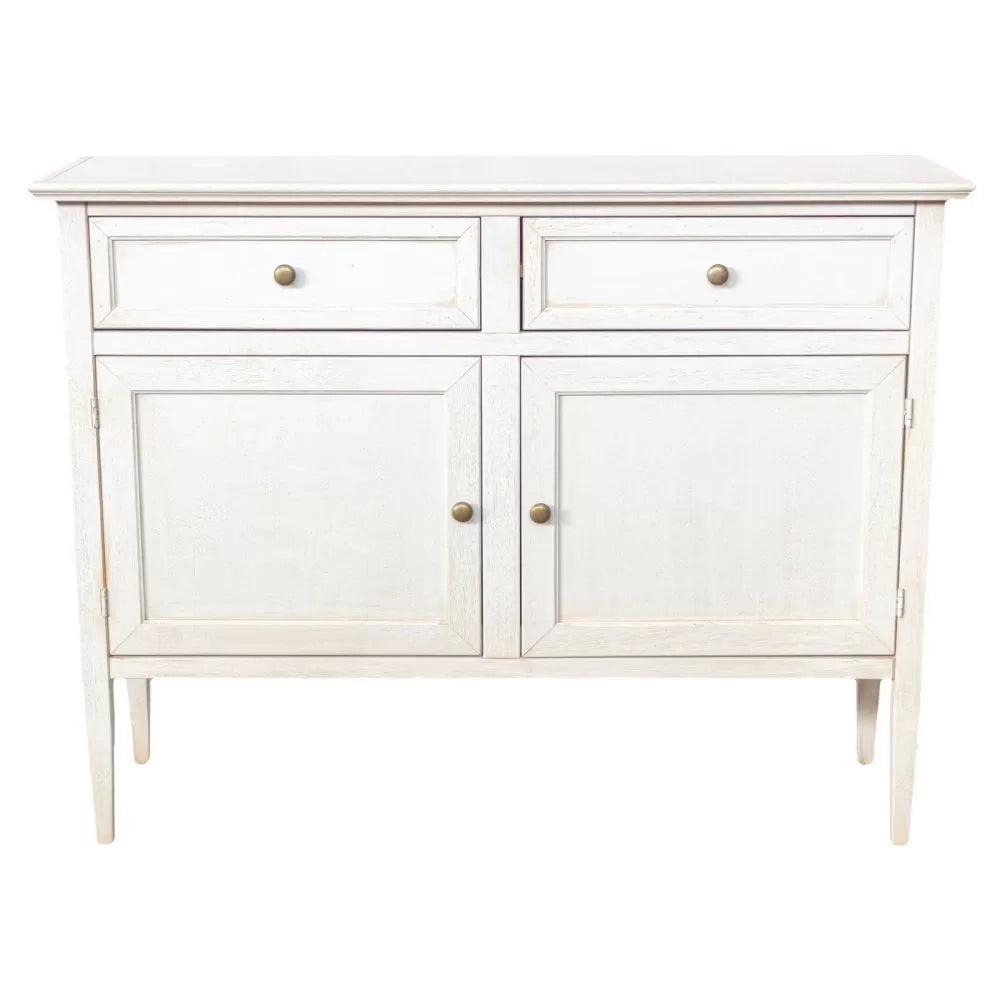 Madia credenza 2 porte 2 cassetti legno shabby bianco anticato 110x35x83 - Mobili 2G
