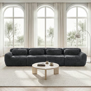 Divano Modulare 4 Posti con Design Ergonomico e Cuscini, in Peluche Grigio 378 × 104 × 73 cm
