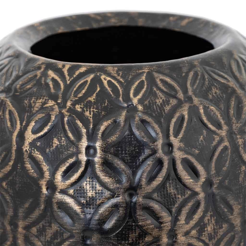 Vaso in metallo nero e oro 32x32x52h