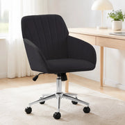 Sedia da ufficio girevole regolabile in altezza con schienale ergonomico e rotelle, per casa e studio, in velluto nero