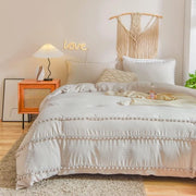 Set da letto 3 pezzi, 220 x 240 cm, beige, set da letto con coperte, set da letto con cuscini, coperte con slitta e 2 cuscini con copertura 80 x 80 cm