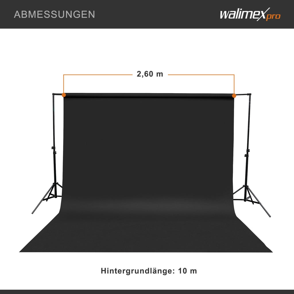 Sfondo fotografico in cartoncino nero 2,60x10 m, Backdrop foto antiriflesso e resistente, per studi fotografici