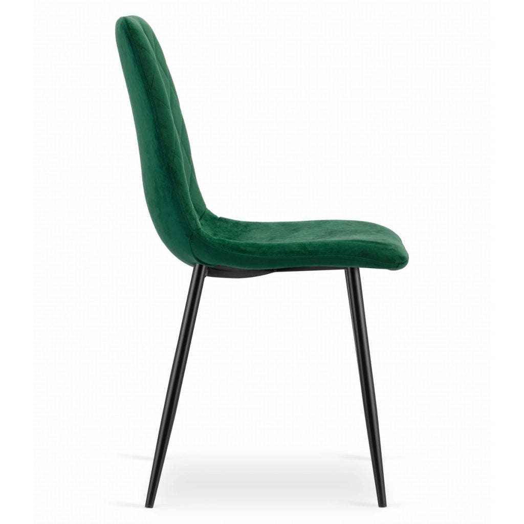 Sedia Turin in velluto verde scuro con trapuntatura a rombi