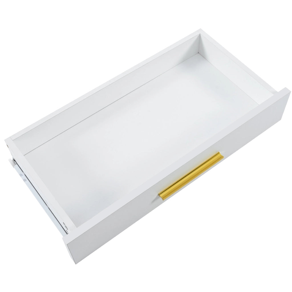 Tavolo consolle da ingresso con 1 cassetto; struttura in metallo e piano in MDF; bianco; 110 x 32 x 85 cm