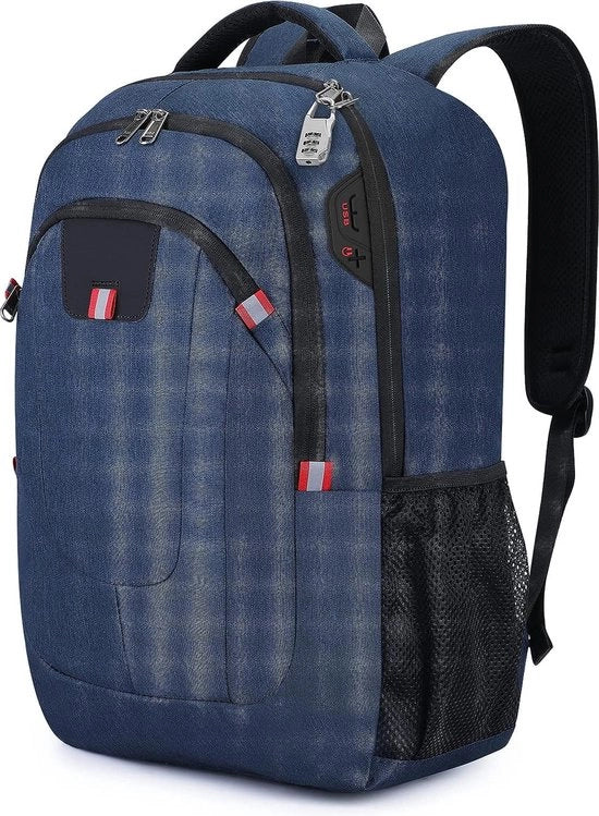 Zak da protezione anti furto per laptop 17,3 pollici, USB, 33 * 22 * 49cm, colore blu, modello G3