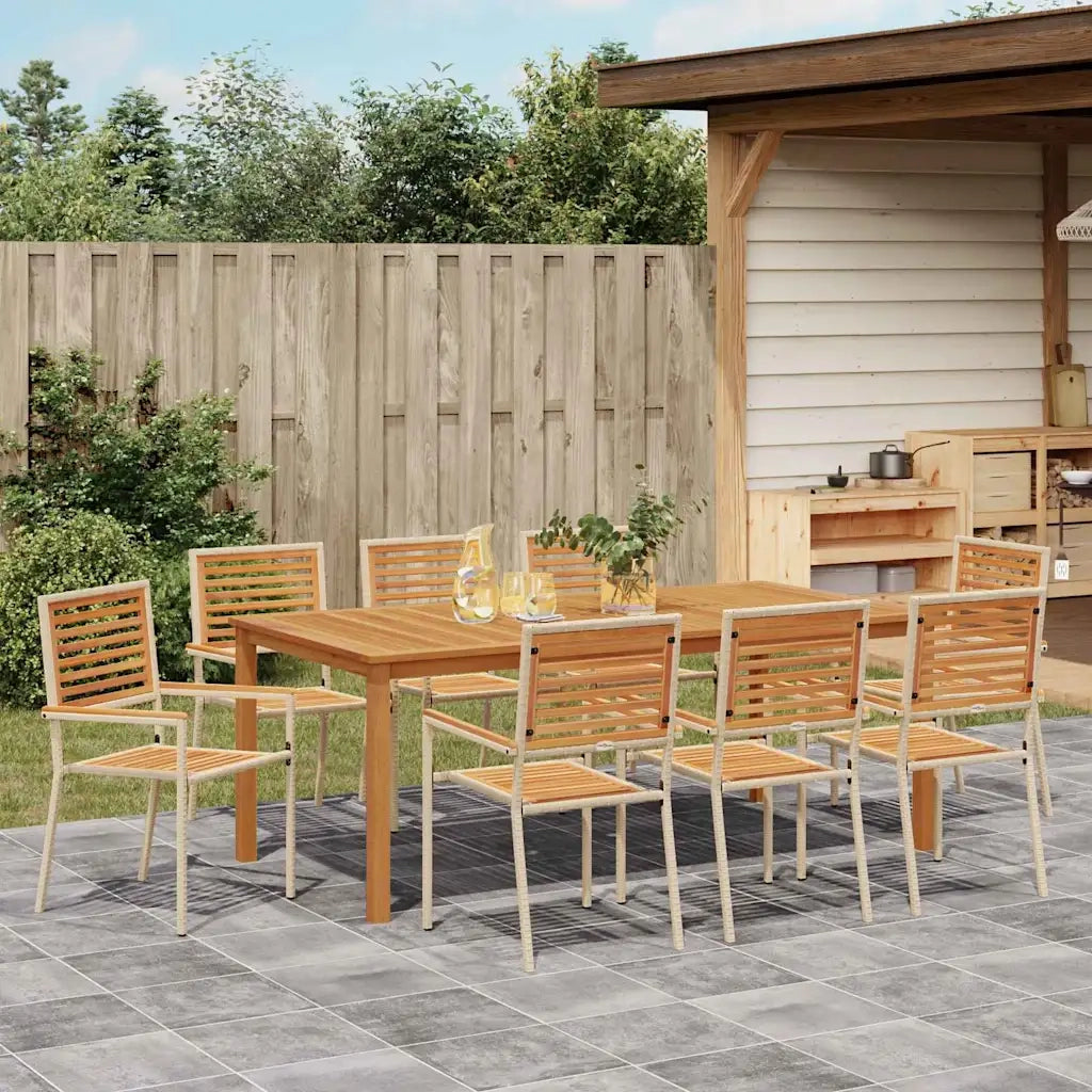 Set da Pranzo per Giardino 9 pcs Beige Legno di Acacia Massello 3365528