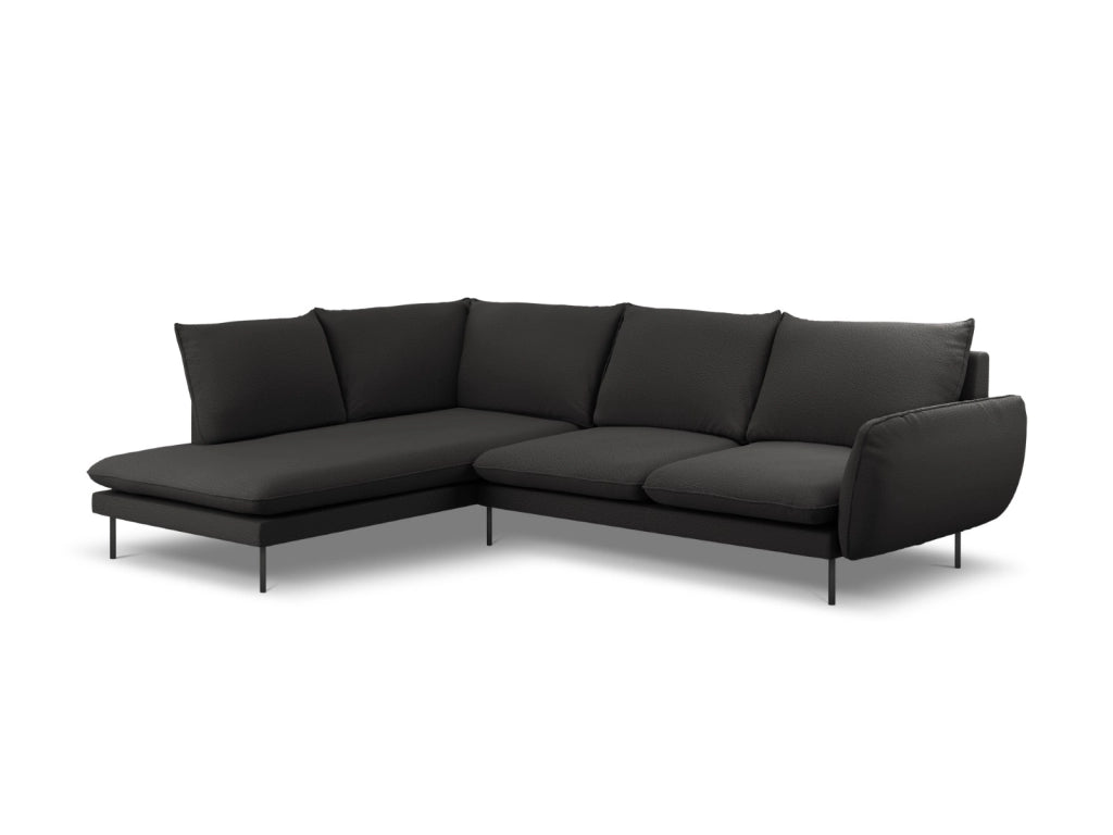 Cosmopolitan Design - Divano angolare sinistro "Vienna" 6 posti in bouclé nero 