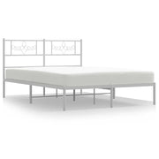 Letto matrimoniale | Letto per adulti | Giroletto con Testiera in Metallo Bianco 120x200 cm