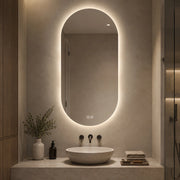 SPECCHIO BAGNO LED ROTONDO 60x120 cm ARGENTO IN VETRO E METALLO ANTI-APPANNAMENTO