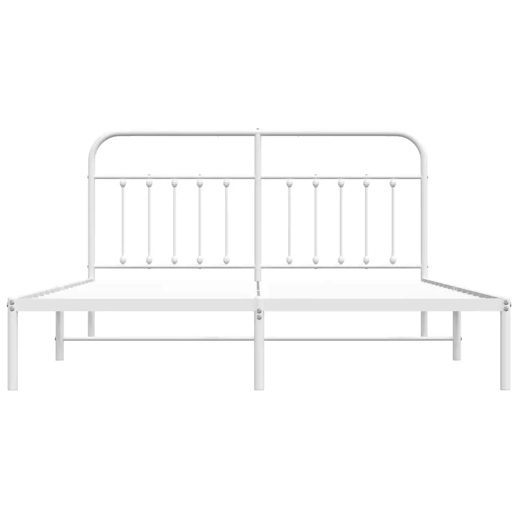 Giroletto con Testiera-Struttura Letto con testiera Metallo Bianco 160x200 cm 901407