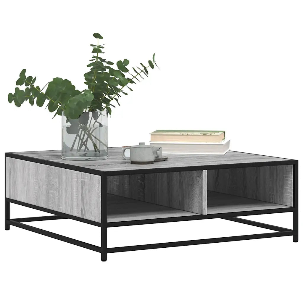 Tavolino Grigio Sonoma 80x80x30 cm in Truciolato e Metallo 848772