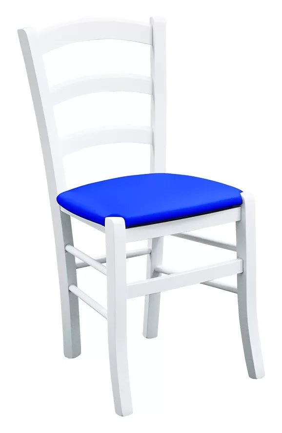 Set 2 sedie legno massello bianco seduta imbottita blu - Mobili 2G