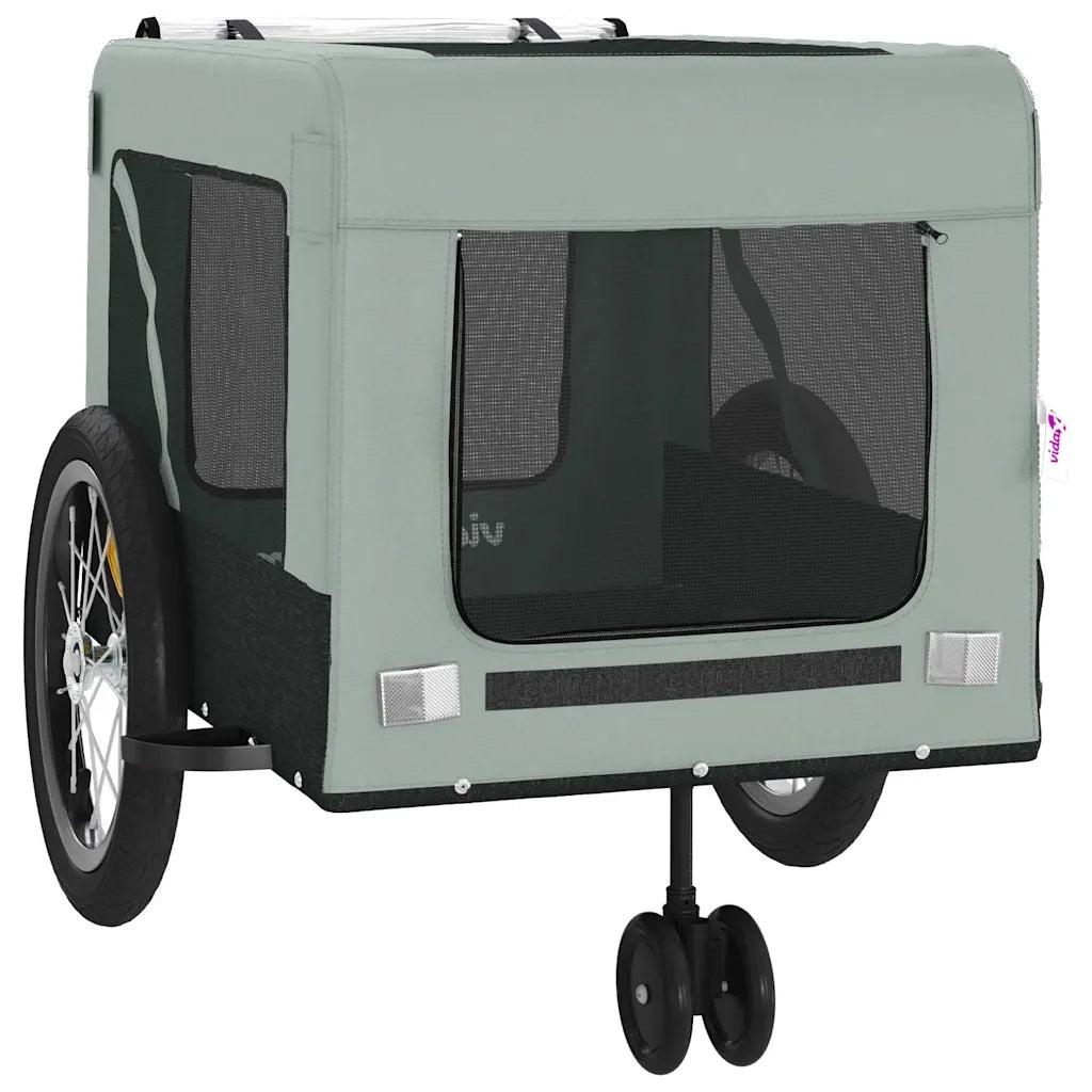 Rimorchio da Bici per Animali Grigio e Nero Oxford e Ferro CFW4261940