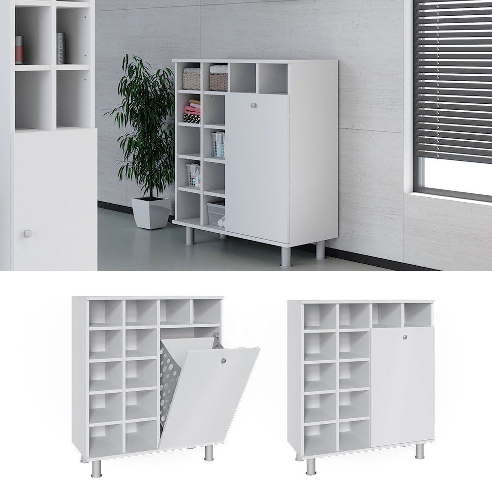 Armadietto da bagno con portabiancheria Fynn Bianco 78.4 x 91.6 cm Vicco