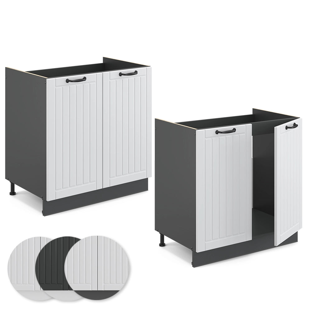 Mobile lavello cucina Fame-Line Bianco rustico/Antracite 80 cm senza piano di lavoro Vicco