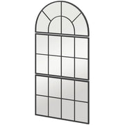 Specchio da Parete ad Arco Stile Finestra Telaio in Metallo Nero