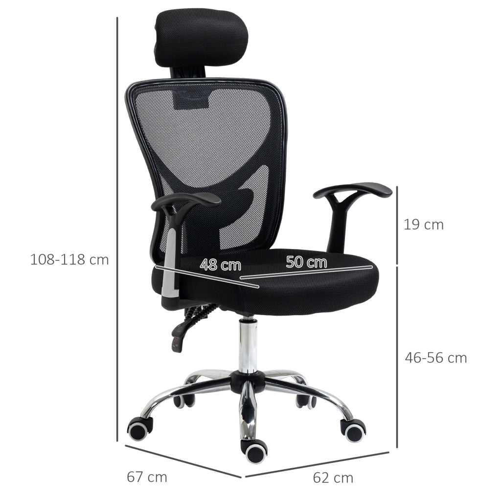 Sedia da Ufficio Girevole con Schienale Regolabile ¨C Minimal ¨C Nero, Rete, Regolazione Altezza