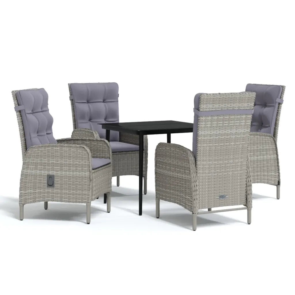 Set da Pranzo da Giardino 5 pz con Cuscini Grigio e Nero 3099372