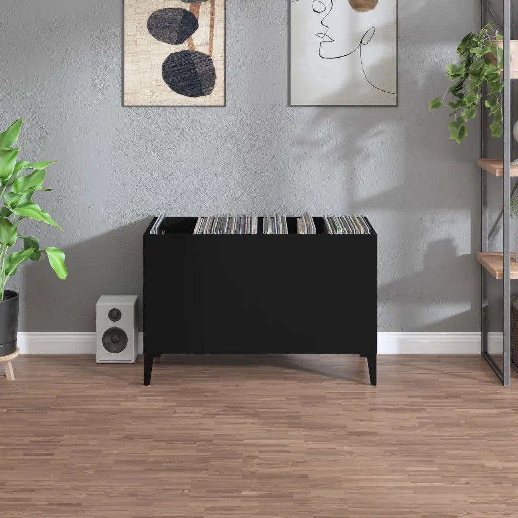Mobile Porta Dischi Nero 74,5x38x48 cm in Legno Multistrato 831966