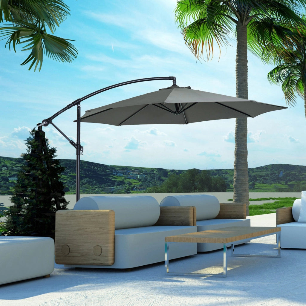 Parasole da Giardino 295 cm Grigio Inclinabile ¨C zephmum ¨C Acciaio
