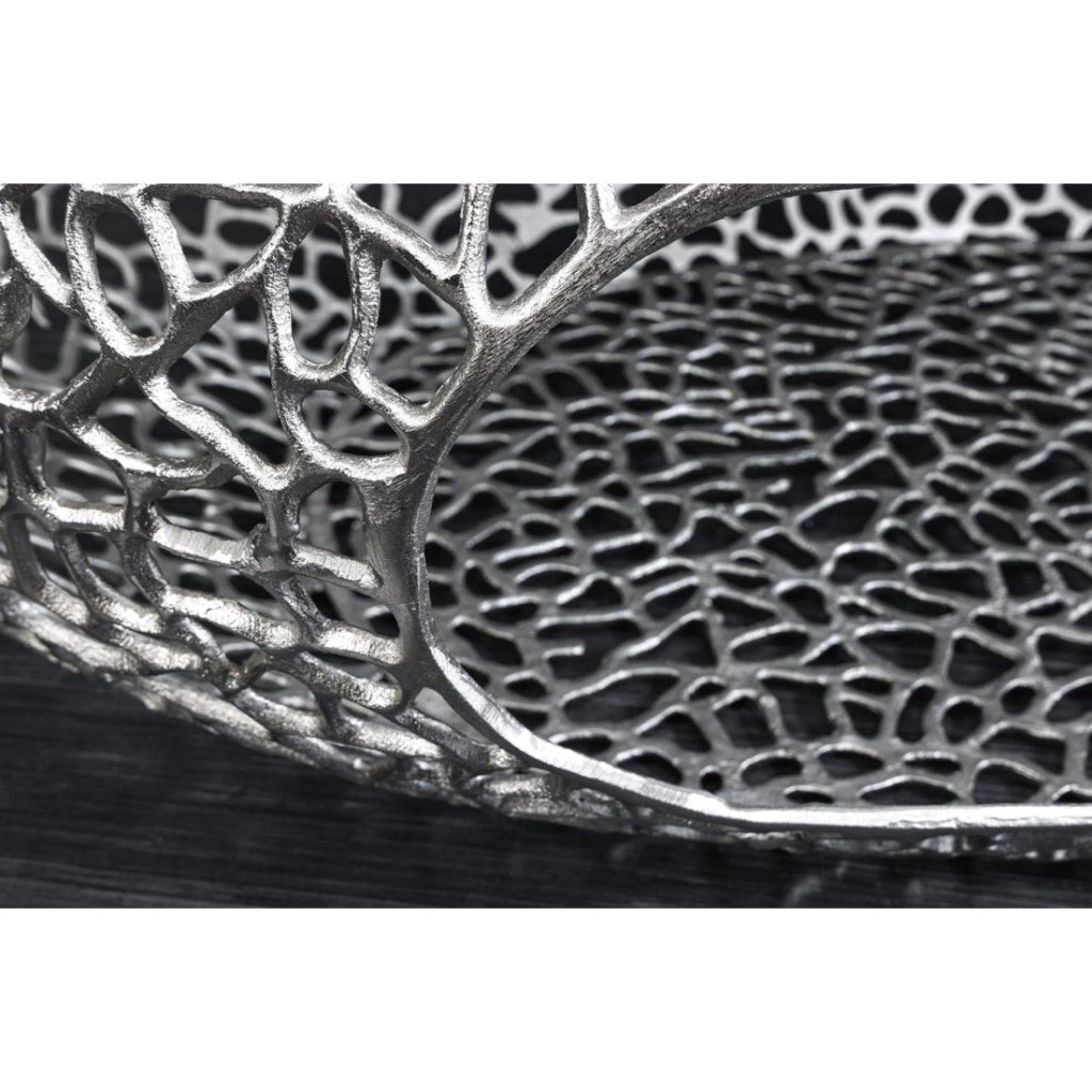 Tavolino basso METRIX ovale 119 cm argento con nicchia integrata - Tavolino design in alluminio