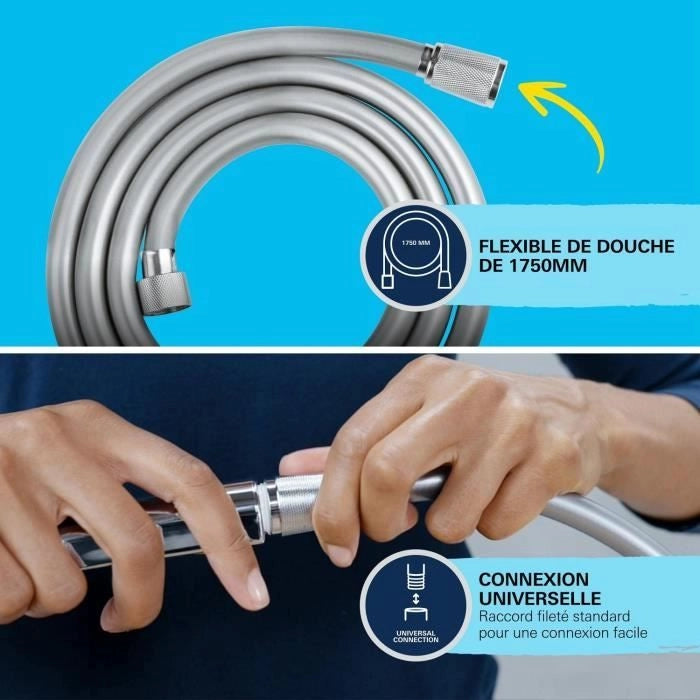 Set doccia con soffione a pioggia 1 getto, supporto e flessibile da 1,75 mt - GROHE Vitalio Start 110 27944001 - Risparmio idrico