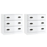 Credenze 2 pz | Madia | Buffet da pranzo | Armadio da pranzo Bianco Lucido in Legno Multistrato