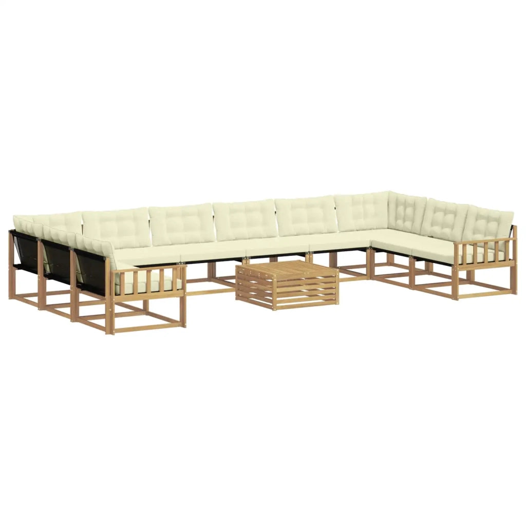 Set di divani da esterno 11 pz Bianco e Crema 3389136