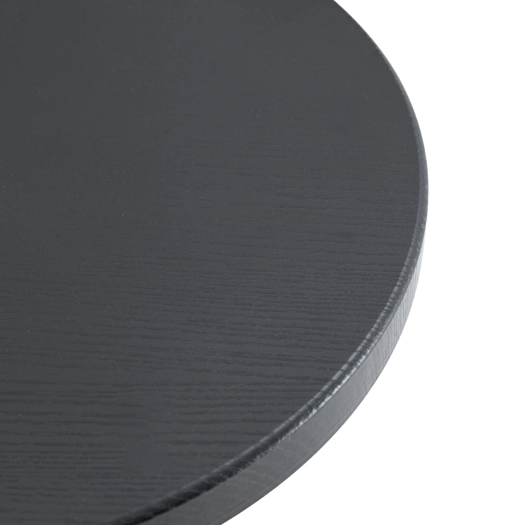 Set di 2 tavolini rotondi 80 cm e 38 cm noce e nero in MDF; bordi arrotondati