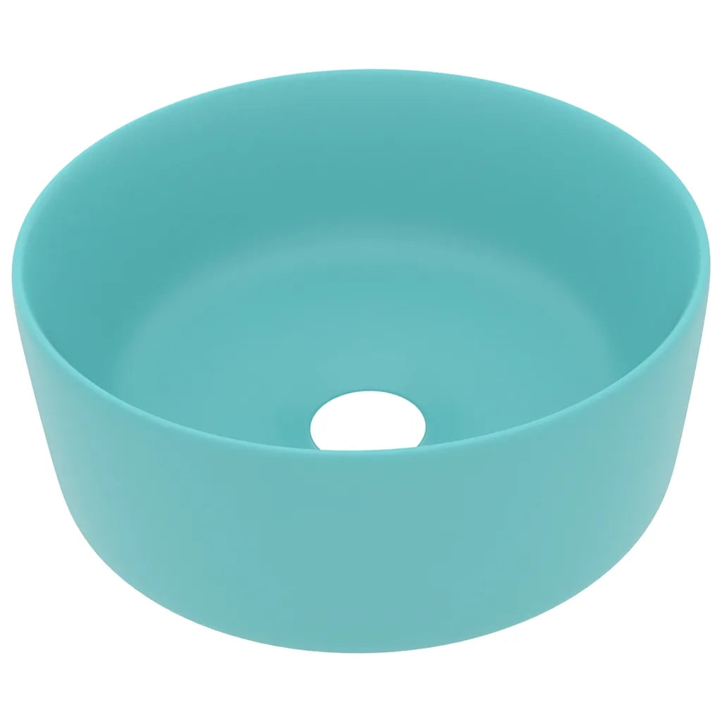 Lavandino Lusso Rotondo Verde Chiaro Opaco 40x15 cm in Ceramica 147013