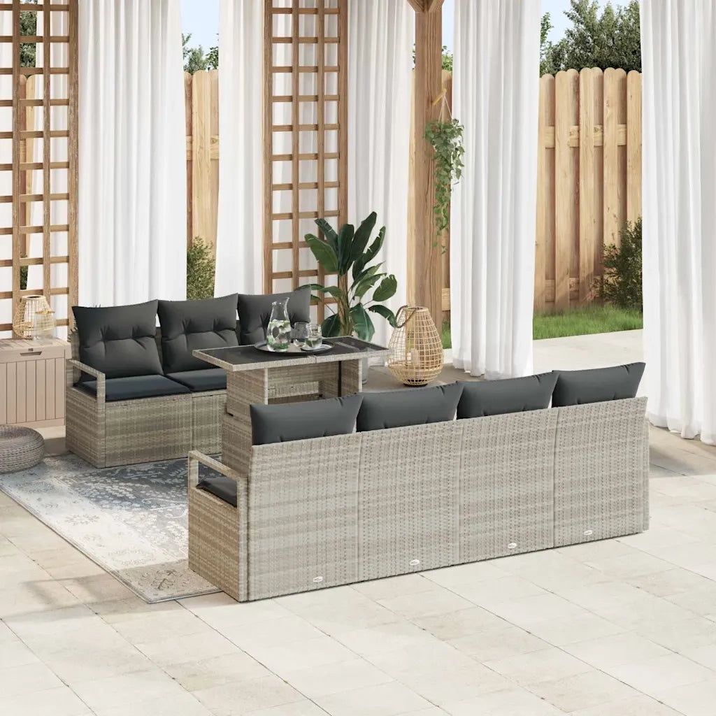 Set Divano da Giardino 8 pcs Grigio chiaro polyrattan 3348768