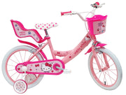 Bicicletta per Bambine 16" Hello Kitty Freni Caliper e Stabilizzatori in Acciaio Hi-Ten Rosa
