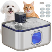 Fontana per Gatti Automatica ¨C zephmum ¨C Acciaio Inox 5L LED Filtro