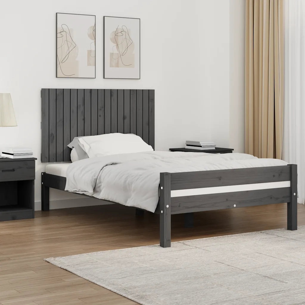 Testiera | Testata da Parete Grigia 108x3x60 cm in Legno Massello di Pino