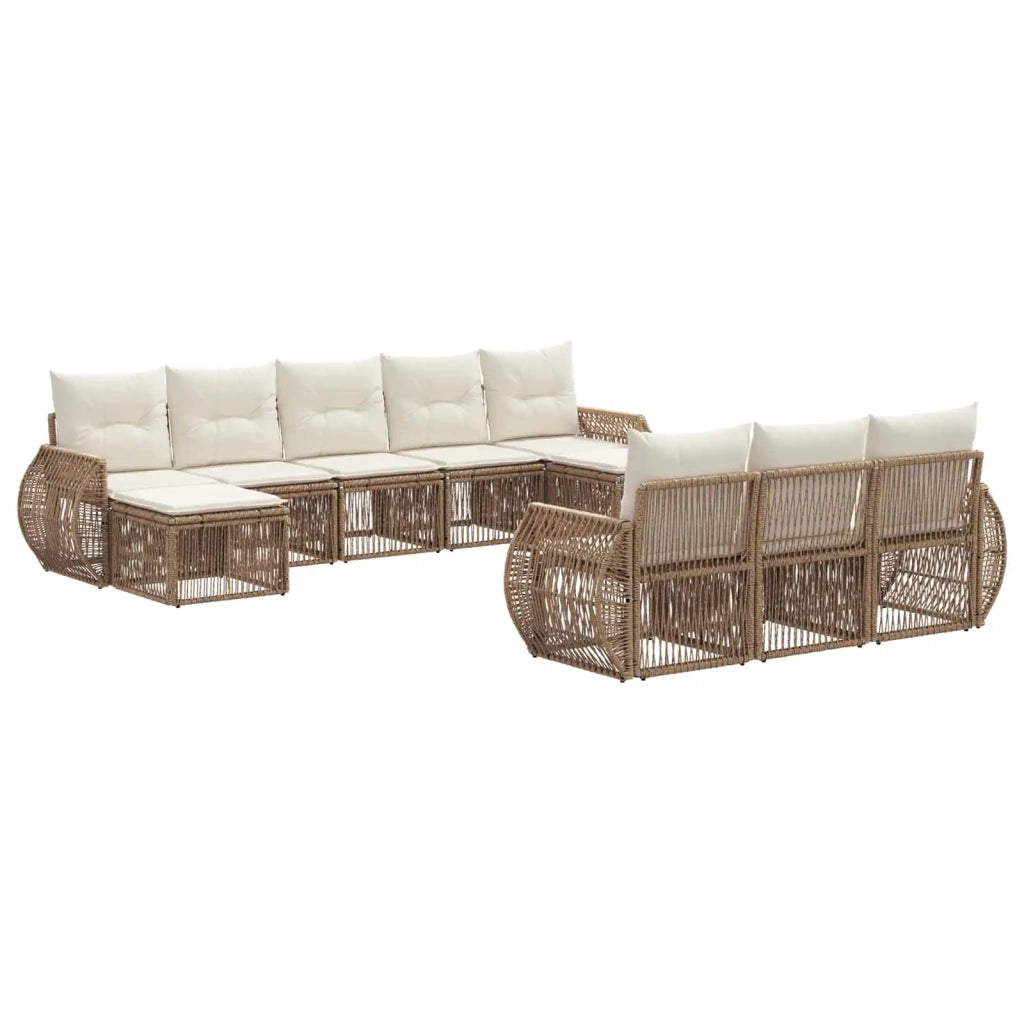Set Divano da Giardino 10 pcs Beige e Bianco Crema polyrattan 3435552