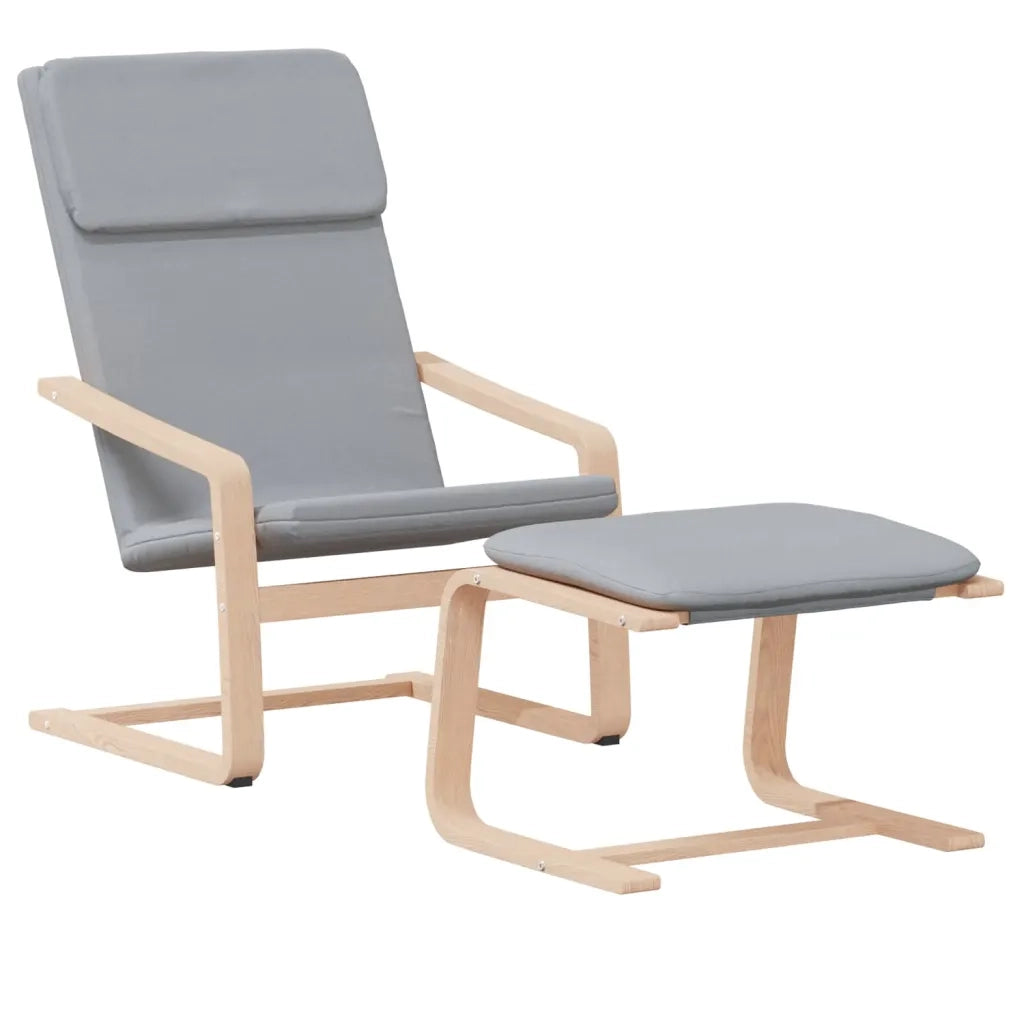 Divano Sedia-Poltrona Relax con Poggiapiedi Grigio Chiaro in Tessuto 576181
