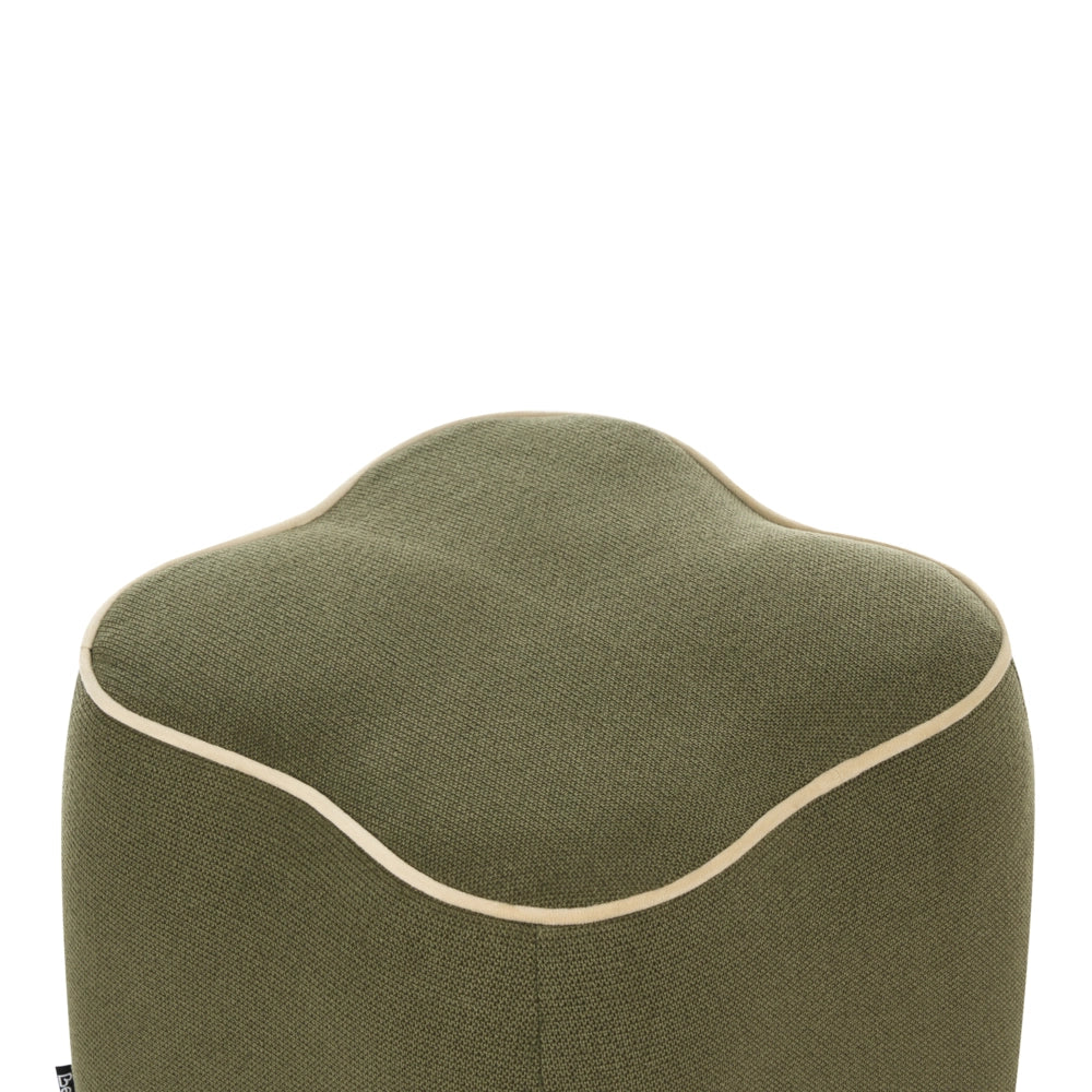 Pouf in tessuto verde, 35 x 35, poggiapiedi, elemento decorativo per soggiorno e camera da letto