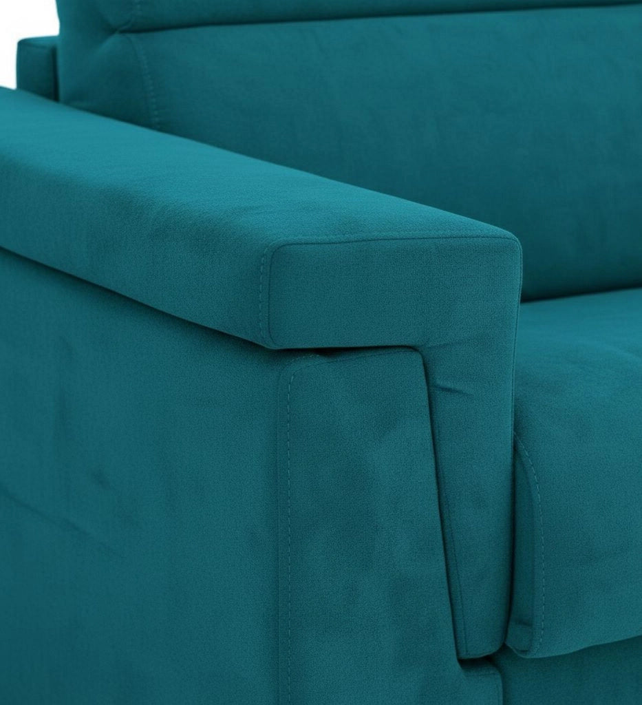 Flaibano, Divano Fisso 2 Posti Sfoderabile Made in Italy, 205x95x100h cm Azzurro